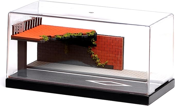 1/64 Model Car Display Case Diorama Garage,Simulated Parking Lot Model Miniature Scene Parking Lot PVC Assembly with Light Parking Space Model Display Frame Toy Display Box (Highway Scene Garage)