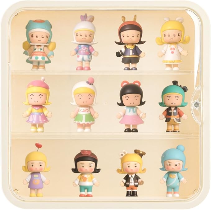 AVLA 2 Pack Display Case for Figures, 3 Tiers Clear Acrylic Doll Storage Box, Wall-Mounted Collectibles Display Stand, Minifigure Showcase with Magnetic Door for Mini Toys, Action Figures, Dust Proof