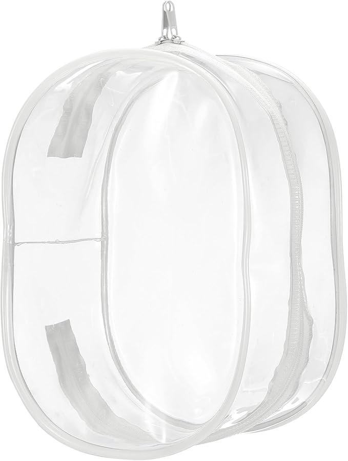 uxcell Figure Display Bag, 6 x 3.7 x 8.7 Inch PVC Oval Portable Dolls Pouch Carrying Case Storage Bag Keychain Charm for Showing Off Boxes Dolls, Milky White