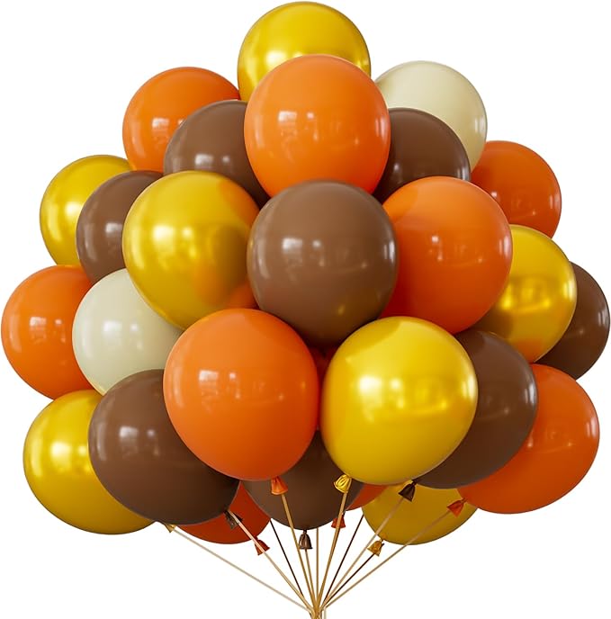 Fall Balloons - 12 Inch Thanksgiving Balloons, 50Pcs Brown Orange Sand Gold Balloons,Fall Color Balloon for Family Dinner, Harvest Festival, Autumn Party & Thanksgiving Decorations