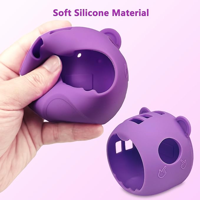 Silicone Cover Case for Punirunes Interactive Digital Toy Squishy Characters Pet, Screen Protector for Punirunes Virtual Electronic Pets Accessories(Silicone Case and Lanyard) (Purple)