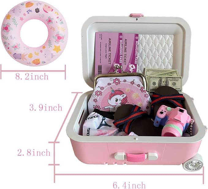 18 inch Girl Doll Accessories-Travel Luggage Play Set for 18 Inch Girl Dolls Include Case,Doll Swimming Suit,Ring,Sunglasses,Camera,etc.
