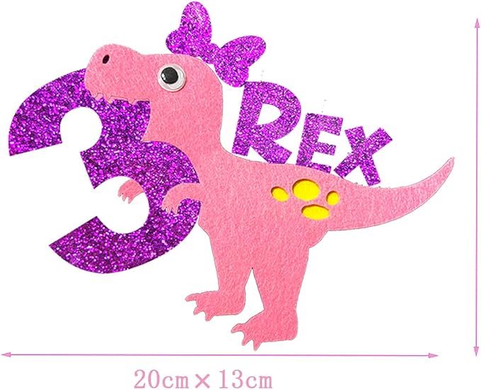 Pink 3rd Dinosaur BackdropParty Supplies