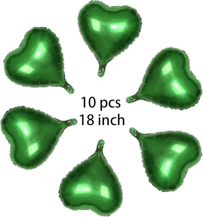 Heart Shaped Balloons 10Pcs Green Foil Balloons Birthday Baby Shower Wedding Engagement CelebrationParty Decorative products18 inch