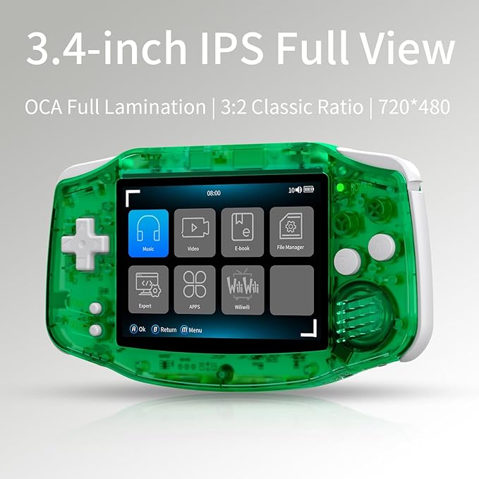 RG34XX Retro Handheld Game Console 3.4" IPS Screen 32G Linux 64-bit System RG 34XX Portable Video Gaming Console Support WiFi Bluetooth,Streaming,HD TV Output,with Protecting Bag (TR Green)