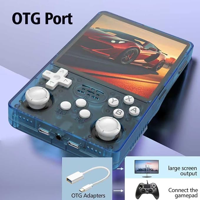 R36Plus Retro Handheld Gaming Console, Portable Retro Game Console,4.0" IPS Screen, Support 15000+ Games/26+ Emulator, Handheld Emulator(Transparent Black/64G)
