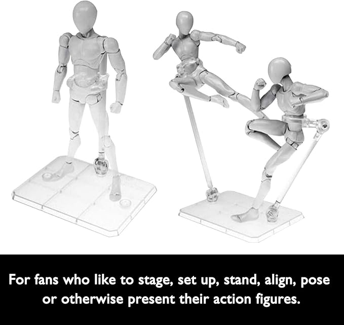 Migaven Action Figure Stand, 10pcs Assembly Action Figure Display Holder Base Doll Model Support Display Stand Compatible with HG RG SD SHF Gundam 1/144 Toy Clear