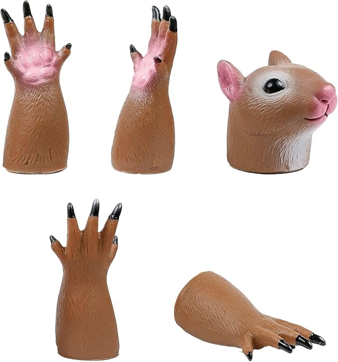Squirrel Finger Puppet Tiny Hands Theater Prop, Funny Gag Gift for White Elephant, Easter Basket Swap, Adults and Kids