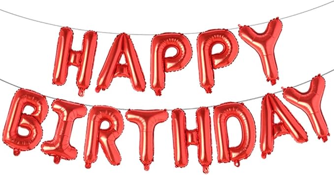 Happy Birthday Balloons, Aluminum Foil Banner Balloons for Birthday Party Decorations and Supplies (Red)