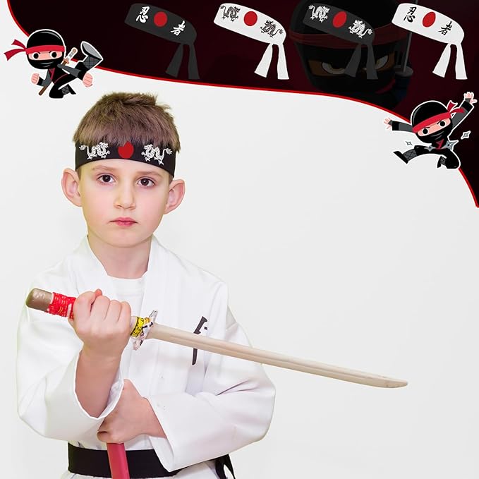 ZOIIWA 48Pcs Japanese Karate Headband Japanese Sushi Chef Bandana Headwear for Karate Sports Kitchen Cooking Headbands Supply for Birthday Party Favors