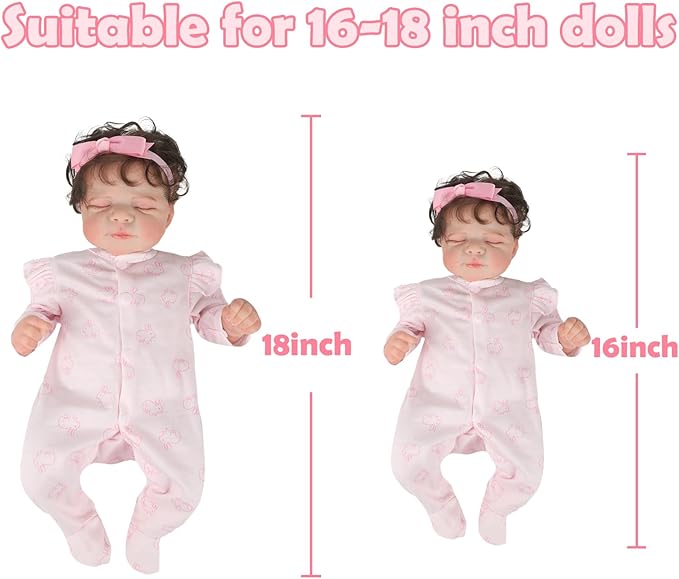 Realistic Reborn Baby Doll Clothes 16-18 inch 2pcs Pink Outfits Clothing Set Accessories Suitable for Reborn Babies and Newborns