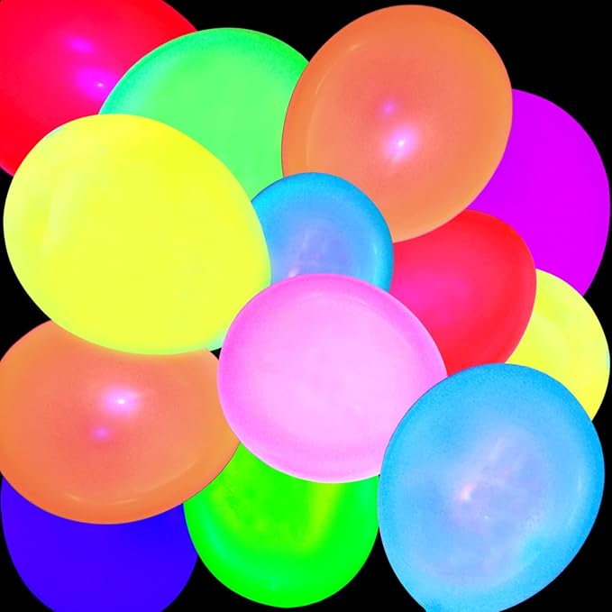 110 Pack Colored UV Neon Glow Balloons Neon Glow Party Decorations Glow in the Dark Party Supplies Black Light Fluorescent Latex Balloon for Birthday Decoration