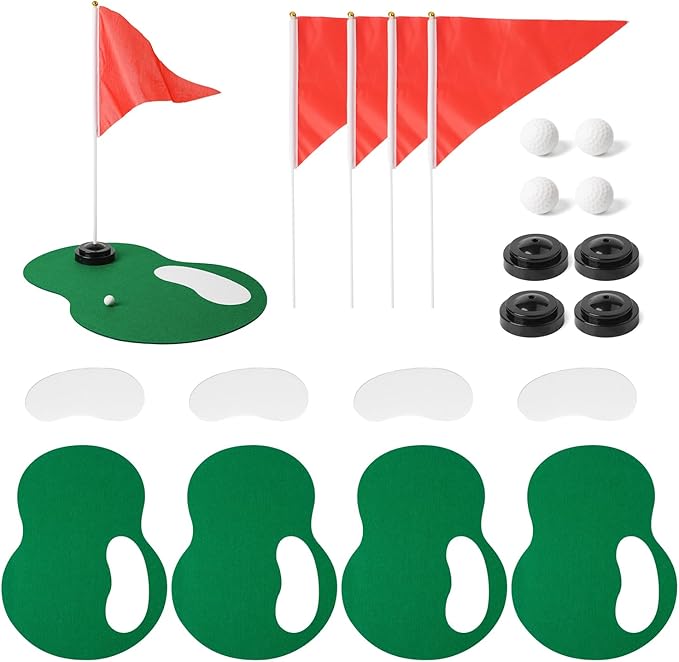 4 Set Golf Centerpieces Table Decorations, Ball Sand Trap Red Flag Plastic Flagpole Base for Golf Club Sport Party Decor Supplies.(20PCS)