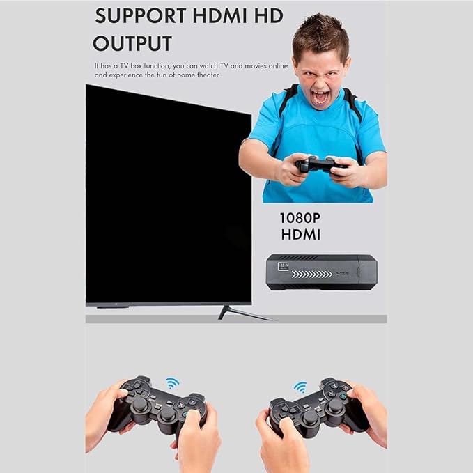 X2 Plus 4K HD Retro Game Stick, Home Video Game Console with 2 Wireless Controllers, HDMI Output, 30000+ Built-in Games (64GB)