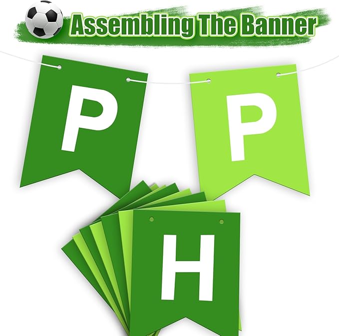 Soccer Birthday Party Decorations for Boys, 9th Soccer Birthday Decoration with Green Black White Balloons 'HAPPY BIRTHDAY' Banner Cake Toppers 32in Foil 9 Balloon for Kids Boys Sport Party Decor