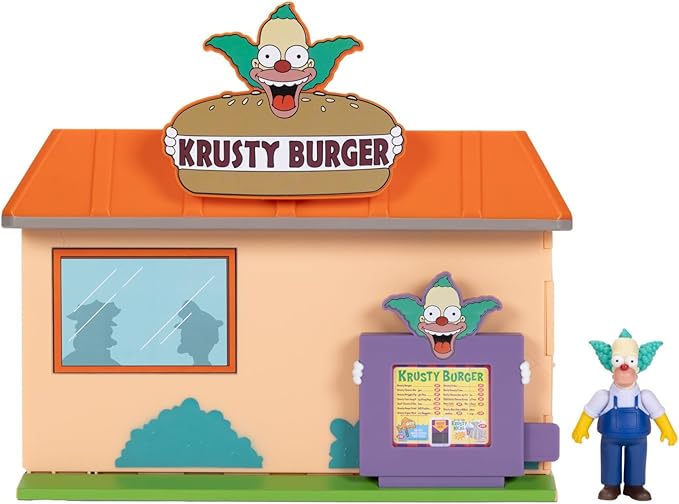 JAKKS Pacific The Simpsons Krusty Burger Diorama Playset, Includes One 2.5-Inch Scale Krusty the Clown Action Figure and Accessories