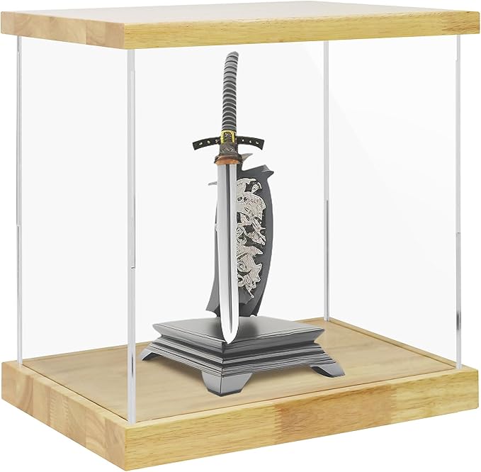 BenchPro Clear Acrylic Display Case for Trophy, Collectibles, Assemble Cube Display Box Stand Dust Proof Protection Showcase for Action Figures Toys. (1.75" & 1" Thick Wood, 16" H x 17" L x 12" D)