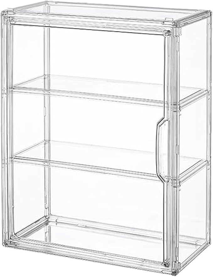 3 Tiers Clear Display Case for Figures, Acrylic Storage Organizers Box with Magnetic Door, Wall-Mounted Dustproof Showcase for Collectibles Action Figure(2PACK Wall-Mounted Medium)