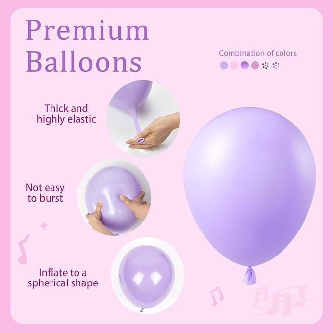 61pcs Pink and Purple Balloons, 12 Inch Purple Pink Confetti Latex Balloons, Metallic Balloon for Bridal Baby Shower Wedding Women Birthday Party Decorations