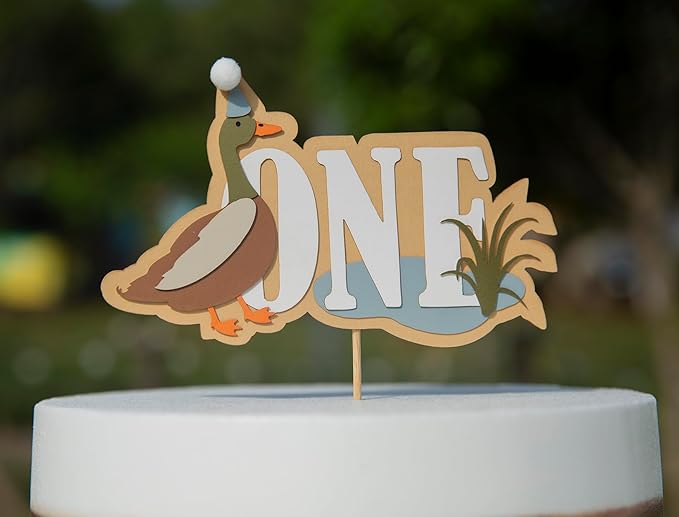 One Lucky Mallard Duck Cake Topper,Mallard 1st Birthday Decoration,Little Duck Hunter Party Decor,Mallard Duck Birthday Party Supplies,Duck Hunting Theme,Lucky Baby Shower Cake Tooper
