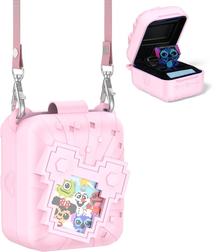 Soft Silicone Case for Bitzee Disney Interactive Toy Digital Pet, Shockproof and Protective Carrying Case for Bitzee Disney Virtual Electronic Pets with Lanyard for Kids (Pink)