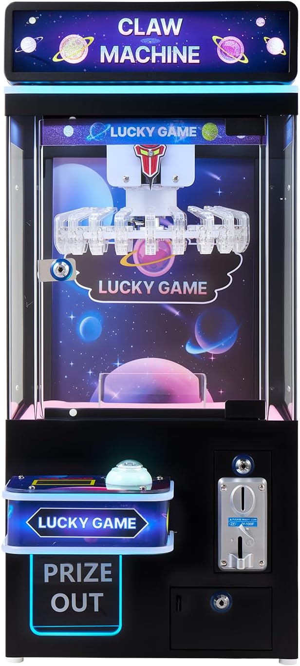 VEVOR Claw Crane Machine, Medium-Sized Arcade Game Machine with Light & Sound, Adjustable Difficulty, Precise Toy Candy Grabber Prize Dispenser Vending Toy, for Commercial Home Cinema, Black Purple