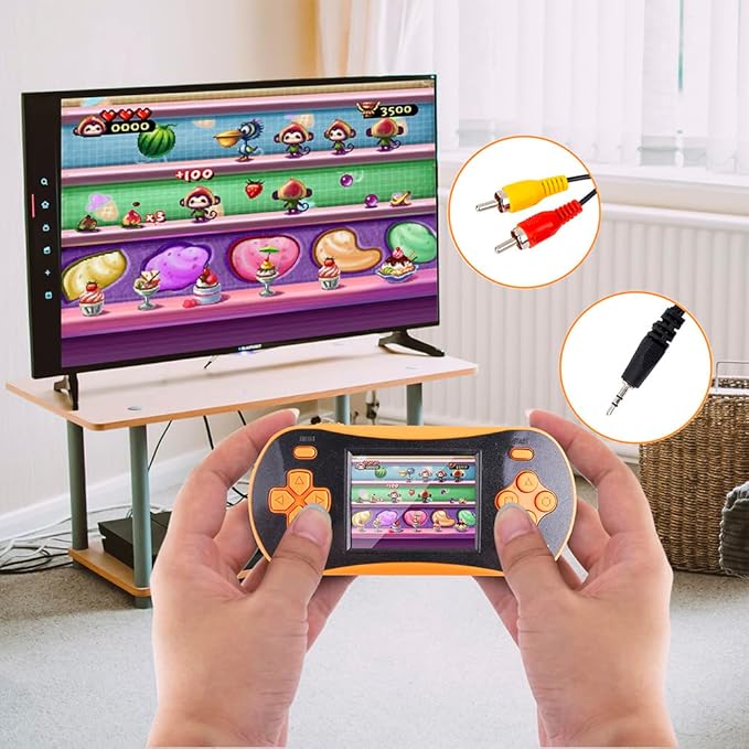 RS16 Portable Classic Game Controller - Built-in 260 Games, 2.5 inch LCD, Retro Arcade Video Game System - Children's Birthday Gift (Orange)