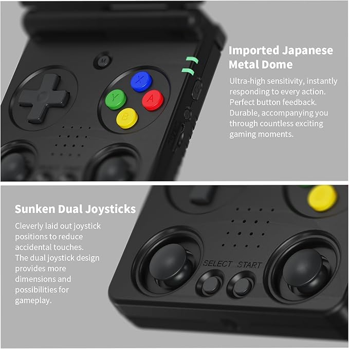 RG34XXSP Retro Handheld Game Console RG34XX SP Retro Gaming Console with 64G Preloaded 5000+ Games,3300 mAh Battey,Portable Pocket Arcade Support 30+ Simulators 5G WiFi Bluetooth HD Black