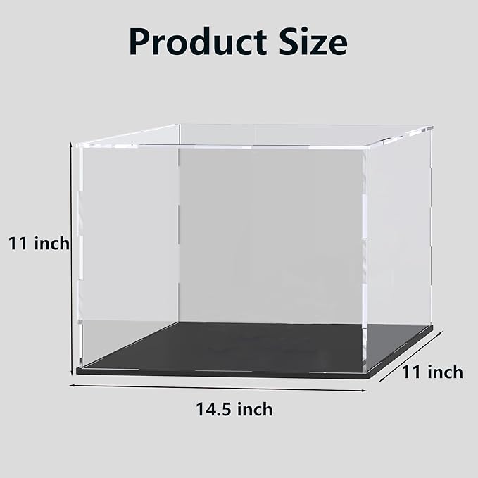 Large Acrylic Display Case for Collectibles, Hight Transparent Display Box for DIY Crafts House Kit, Dustproof Acrylic Dust Cover for Tiny House Kit and Toys 14.5×11×11 inch