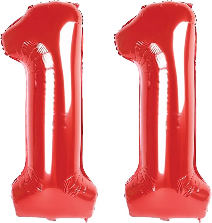 40 Inch Red Number 11 Digital Balloon,Jumbo Mylar Foil Helium Balloon for 11 Balloons for Birthday Party,Wedding Anniversary Party Decorations