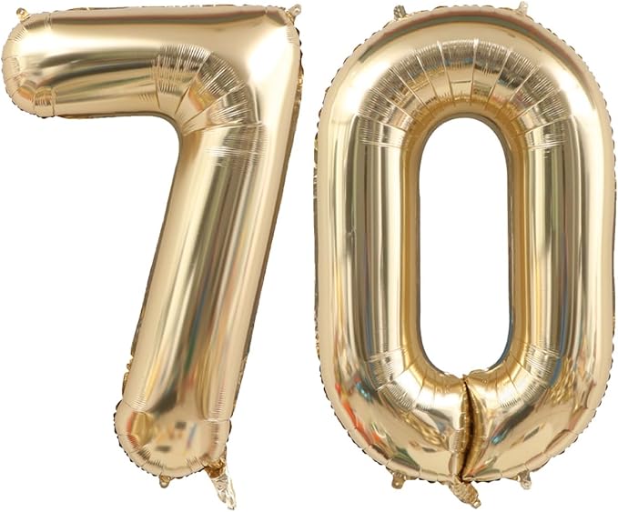 40 Inch Light Gold 70th Birthday Balloon,White Gold Giant 70 Foil Mylar Helium Large Number Balloon,Champagne Gold 70th Birthday Decorations for Women Men Anniversary Events Party Decor Supplies