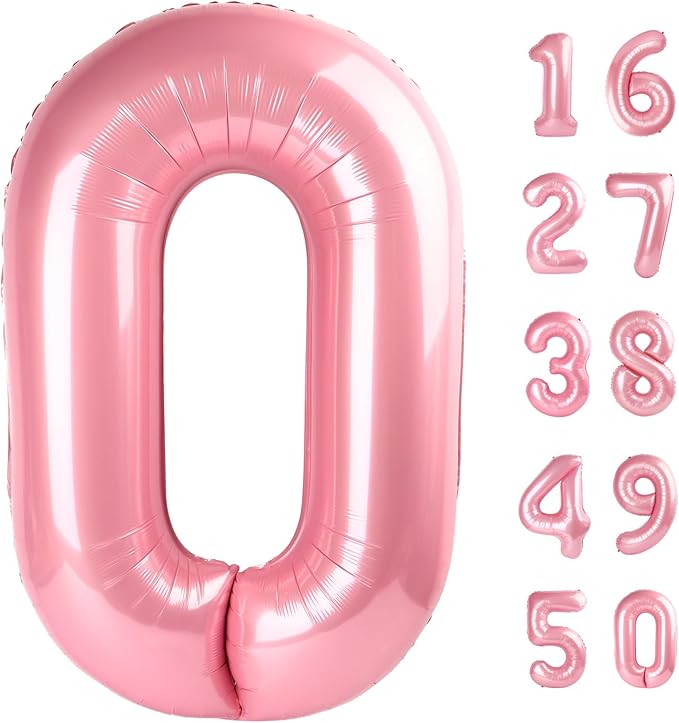 40 Inch Pearlescent Pink Balloon Number 0 Balloon,Jumbo Mylar Foil Helium Balloon for 10 20 30 40 50 60 2025 Birthday Digital Balloons for Birthday Party,Wedding Anniversary Party Decorations