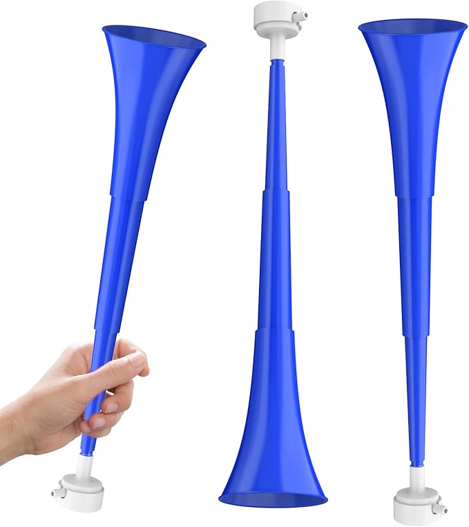 Collapsible Stadium Horn, Vuvuzela Plastic Blow Horns, Team Cheering Spirit Accessories Noisemakers, Foldable Trumpet Noise Makers for Sporting Events, Football Soccer Games, Party Supplies (2PCS)