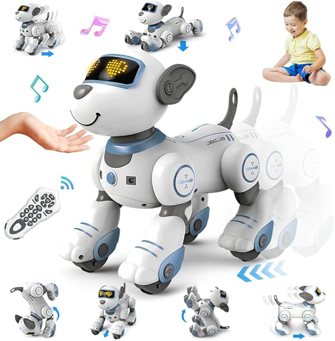 VATOS Remote Control Robot Dog Toy for Kids - Interactive Touch & Follow 17 Functions Robot Dog Pet, Programmable Smart Walking Puppy Intelligent Dancing Dog Robot Toys for Girls 3-12 Gifts