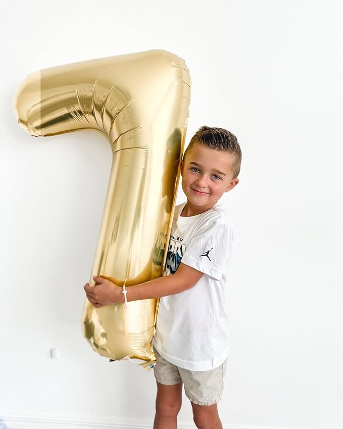 Champagne Gold 7 Balloon, Number Balloons 40 Inch, Light Gold 7th Birthday Decorations for Girls Kids, Party Decoration for Women, Number 7 Balloon