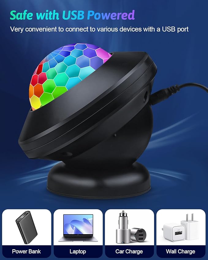 Luditek 2-Pack Party Karaoke Lights with Remote for Kids Party Supplies Dancing Birthday Decorations, USB Powered 6 Light Colors, Boys Toys Gifts for Christmas Party Decorations Home Room