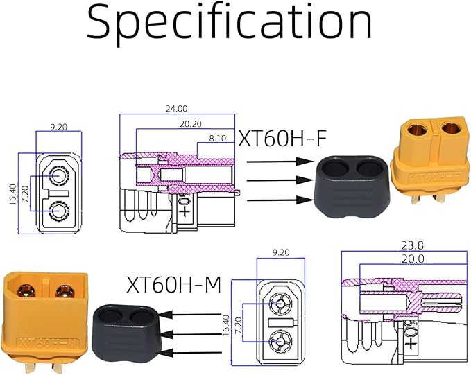 10Pair XT60H (XT60 Uograde) Male Female Bullet Connectors Plugs for RC Lipo Battery Rc Drone Airplane Accessories XT60 Connectors Plugs