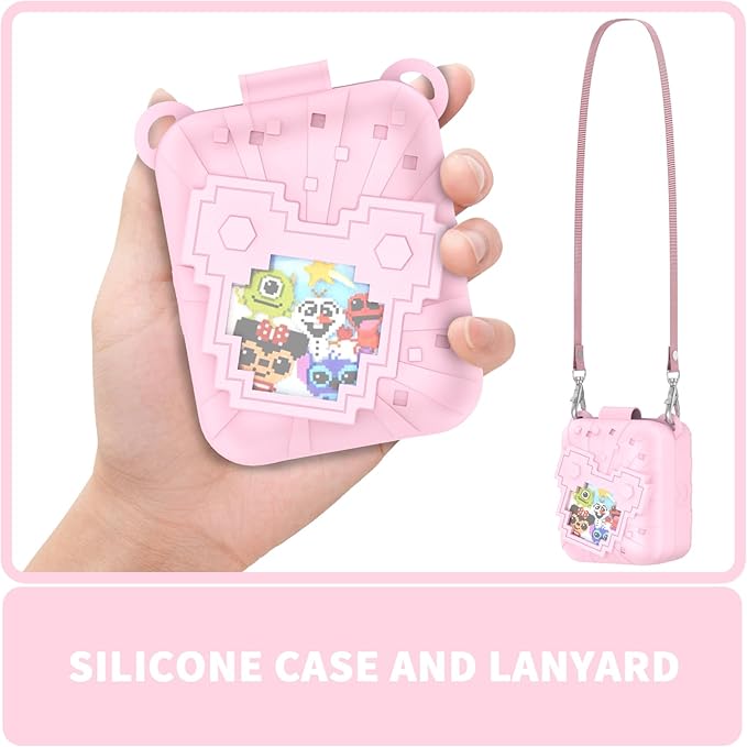 Soft Silicone Case for Bitzee Disney Interactive Toy Digital Pet, Shockproof and Protective Carrying Case for Bitzee Disney Virtual Electronic Pets with Lanyard for Kids (Pink)