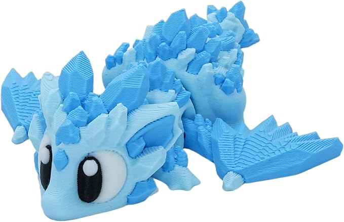 3D Printed Crystal in Egg – Articulated Ice Dragon Figure with Detailed Eggshell – Fantasy Collectible (Blue 1 Dragon and 1 Egg)