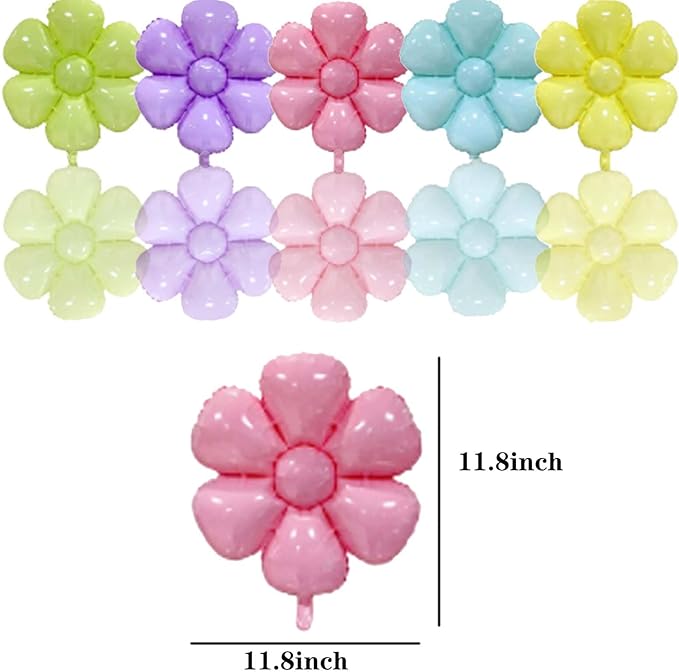 10 Pcs Daisy Balloons,Flower Theme Party Supplies Flower Aluminum Foil Balloons Birthday Wedding Baby Shower etc Party Decoration