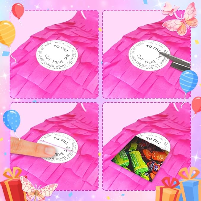 Butterfly Pinata for Birthday Party Supplies Colorful Butterfly Pinata with Stick and Blindfold Butterfly Themed Party Decoration, Small Pinata Party Supplies(16 x 12.6 x 4.2 In)