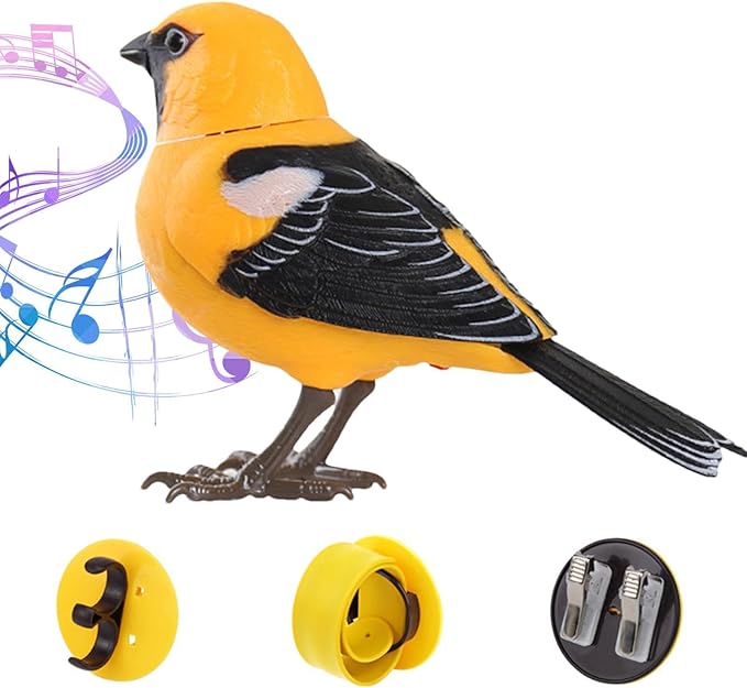 Electric Singing and Chirping Bird Toy, Simulation Interactive Bird Toy for Kids, Cute Realistic Chirping and Moving Artificial Sparrow, Battery Operated, Garden Home Ornament Decoration