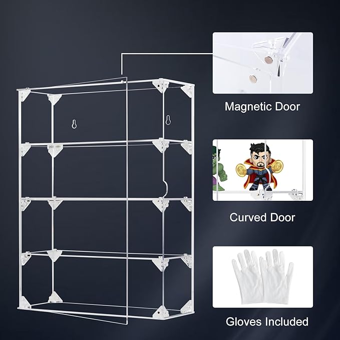 Acrylic Display Case, 4 Tier Clear Display Case for Mini Funko Pop Figures, Wall Mounted or Desktop Dustproof Display Cabinet Box for Collectibles Mini Toys Figurines Lego Model Dolls (12x4x15.9 inch)