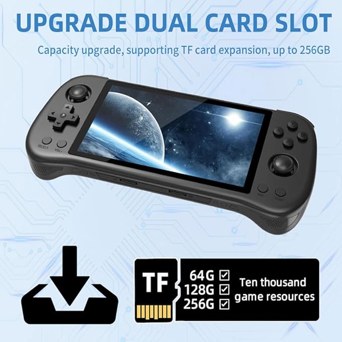 Powkiddy X55 Handheld Retro Game Console Built-in 20,000 Games 128G 5.5-Inch IPS Screen Video Gaming Console, RK3566 CPU, HDMI Interface (Black)