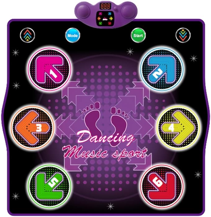 Dance mat Toys for Kids Ages 3-12 and Adults, Electronic Dance Pad with Light-up 6-Button Connectable to Cell Phone, Musical Dance Toys with 6 Game Modes
