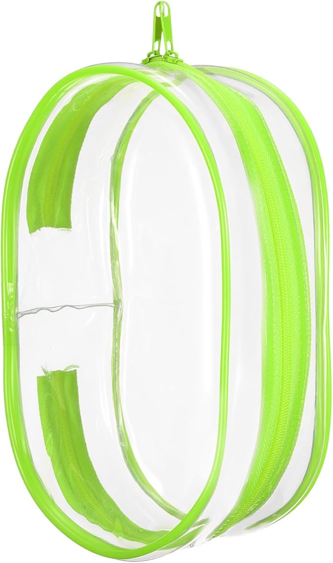 uxcell Figure Display Bag, 3 x 4.3 x 7.3 Inch PVC Oval Portable Dolls Pouch Carrying Case Storage Bag Keychain Charm for Showing Off Boxes Dolls, Light Green