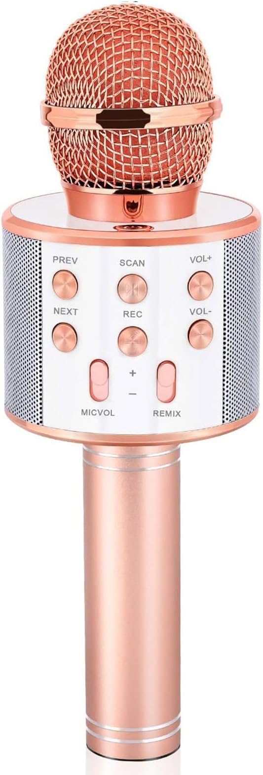 Toys for Girls Age 5-12, Wireless Bluetooth Karaoke Microphone for Kids Popular Toys for 5 6 7 8 9 10 11 12 Year Olds Girls Boys Best Gifts for 5-12 Year Olds Girl Boy Teen - Champagne