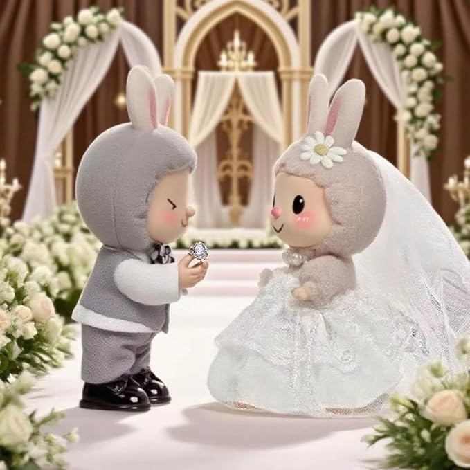 2-Piece Set Wedding Doll Clothes for 17cm (6.7 inch) Dolls – Bride & Groom Outfits, 8-Piece Bridal Gown & Formal Suit Combo – Elegant Wedding Doll Accessories (Dolls Not Included)