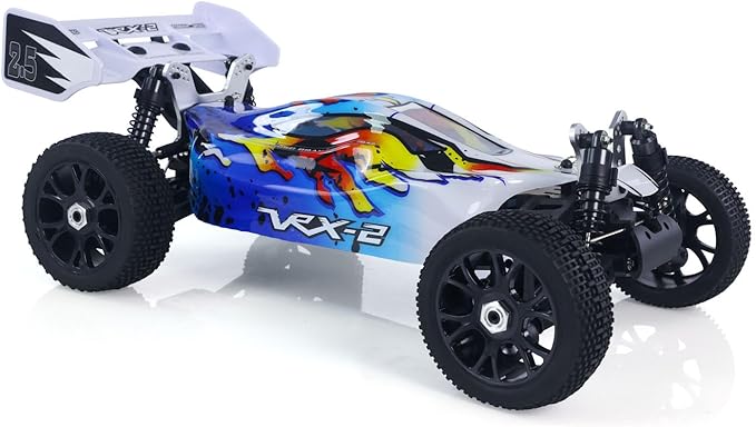 1/8 RH812 Remote Control Off Road Vehicle AWD High Speed RC Model Car 6KG Servo Metal Upper Control Arms Rear Wing Charger Hobby Grade Model for Adult(Blue)