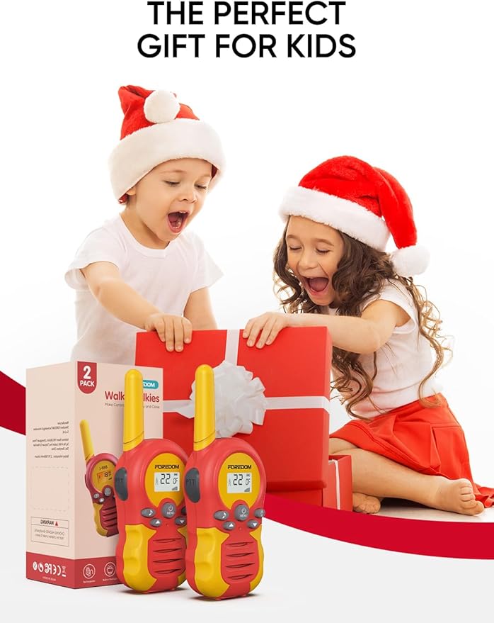 FOREDOM Rechargeable Walkie Talkies for Kids Walkie Talkies Long Range for Boy & Girl Age 3 to 12 Year Old Birthday Toys - 2 Pack